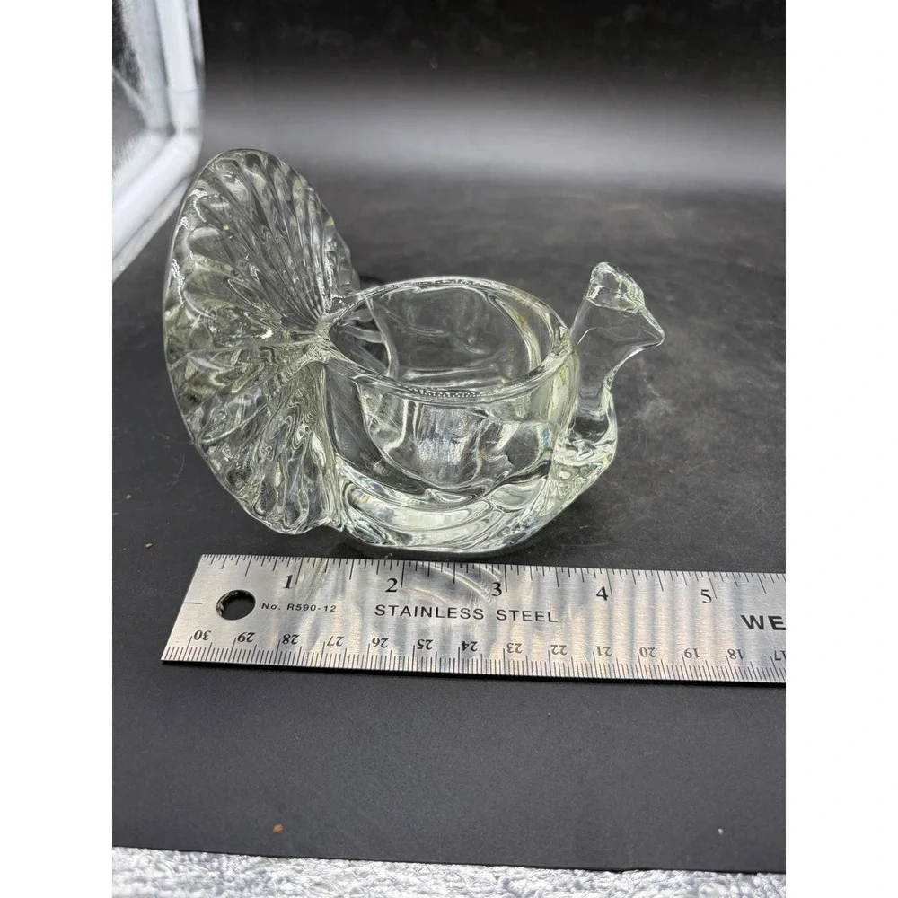 Vintage Avon Clear Glass Turkey Salt Cellars Votive Holders Pair Thanksgiving